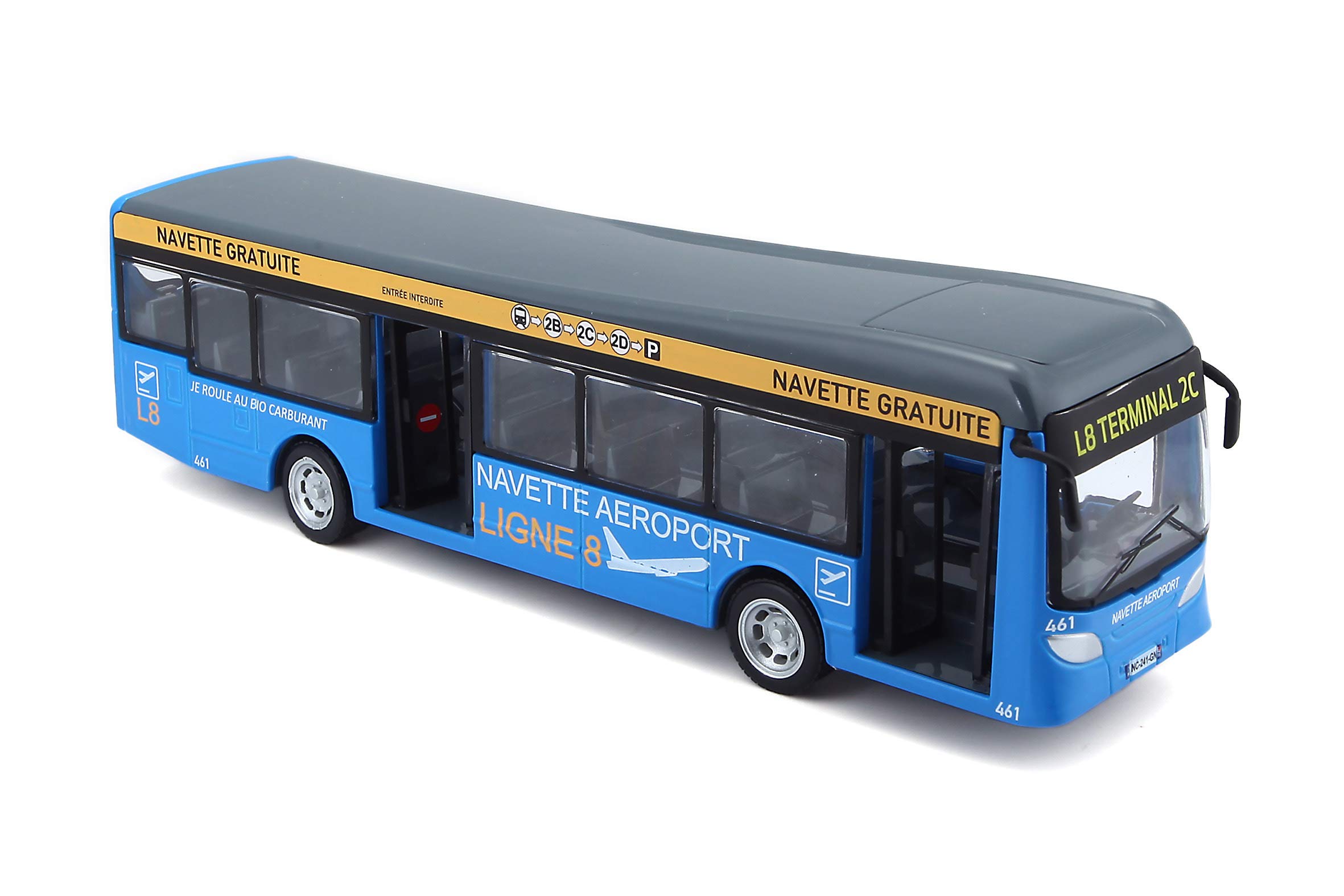 Bburago | City Bus | Navetta aeroportuale a Porte Aperte | Riproduzione di Miniature in Scala 1/64 | Rosso | Giocattolo per Bambini da 3 Anni - Collezionabile | 32103