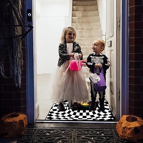 Miniatura 5 de Felpudo de payaso con ilusión de Halloween, tapete de ilusión de vórtice 3D, de goma antideslizante, lavable, impermeable, duradero, fácil de