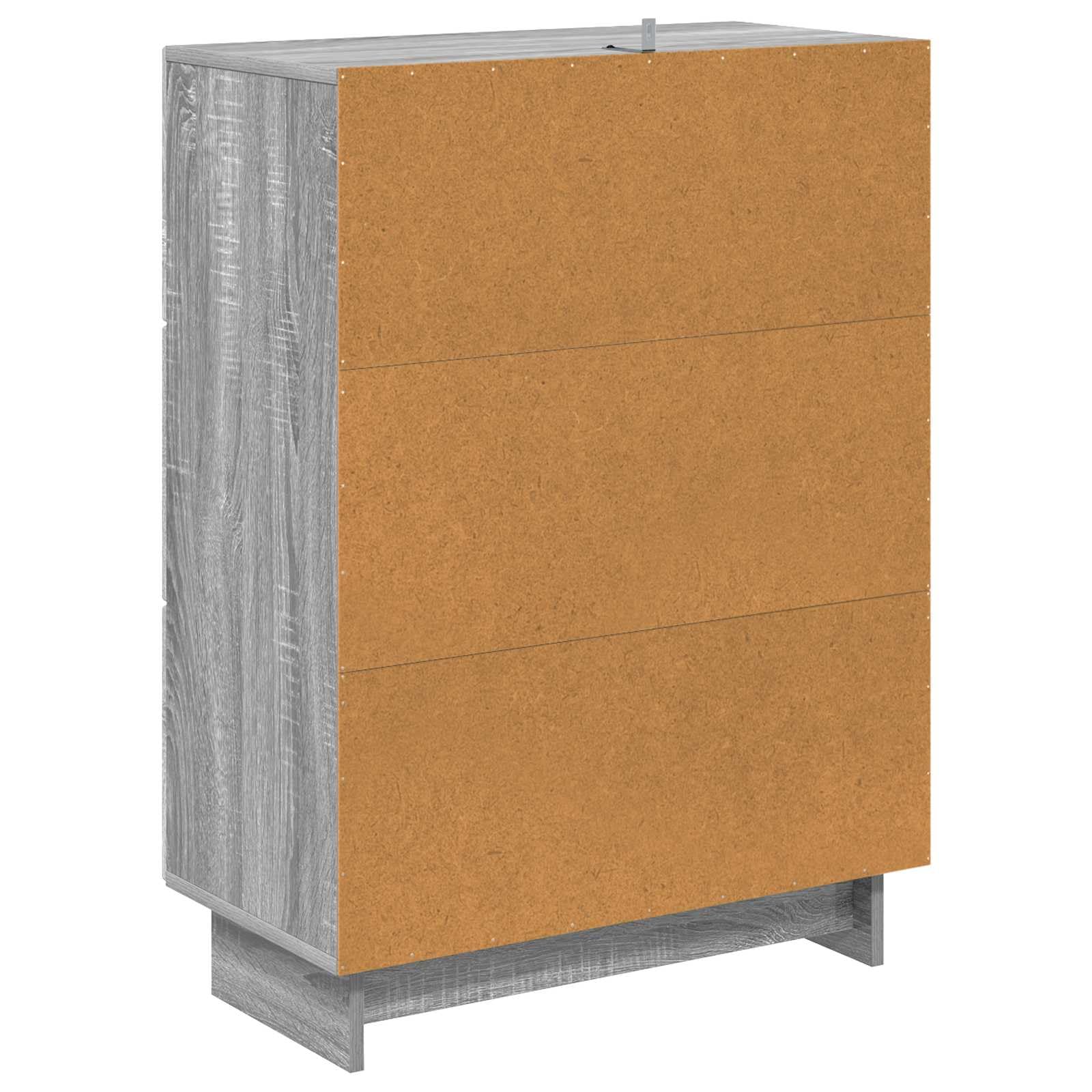 Cassettiera in legno Sonoma grigio, 66 x 34,5 x 90 cm, con 3 cassetti, soluzione versatile per soggiorno, ufficio, corridoio, cassettiera con maniglie in metallo, sistema di organizzazione