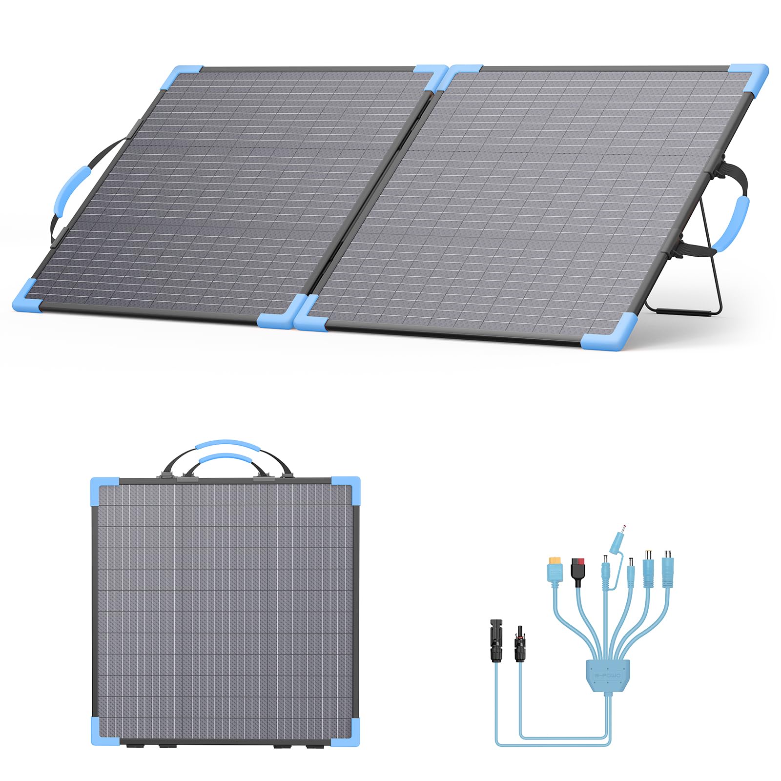 110W Bifaziale Faltbares Solarpanel, 20V Monokristallines Solarpanel | 25% Wirkungsgrad Tragbares Solar panel, IP68 Wasserdicht mit MC4-Ausgangskabel und Ständer für Powerstation, Camping