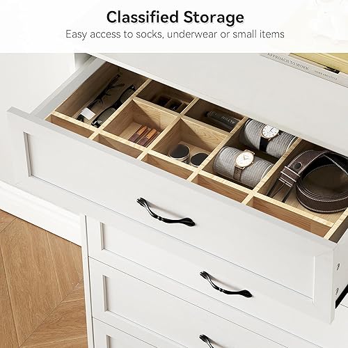 Miniatura 5 de GAOMON Cómoda moderna de 5 cajones, cómoda de madera y alta con cajones profundos, armario de almacenamiento de gran capacidad para dormitorio, sala