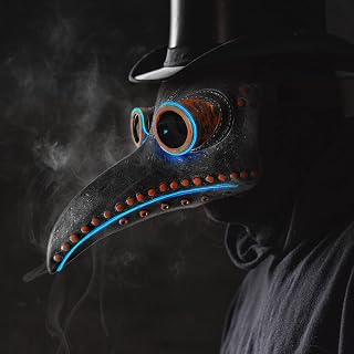 Hallowen Plague Doctor Bird Mask Long Nose Bird Beak Mask LED Glow Dr Bird Crow Latex Mask Halloween
