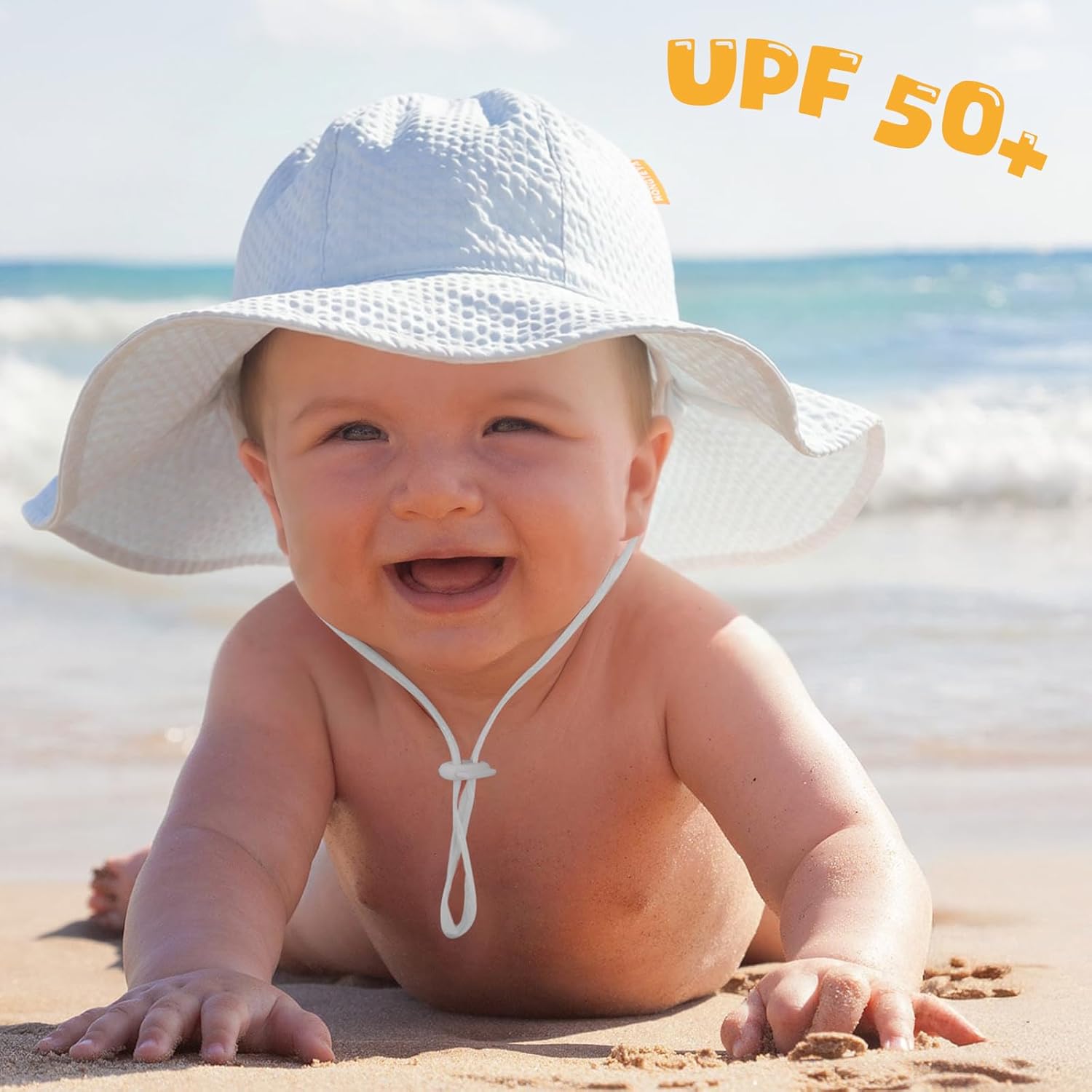 HONGTEYA Baby Sun Hat Toddler Girl Beach Hat Adjustable Outdoor Summer Hat UPF 50+ Sun Protection Wide Brim Infant Kids - Image 2