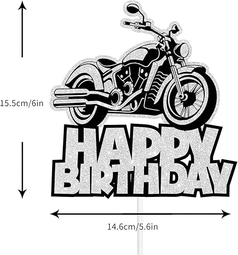 Miniatura 2 de Decoración de pastel de motocicleta feliz cumpleaños plata flash decoración niño niña decoración suministros