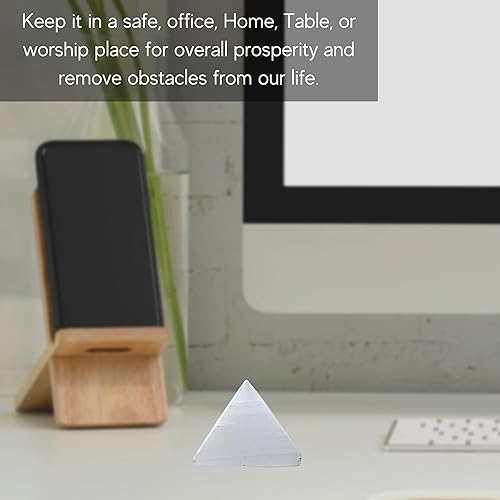 Miniatura 249 de Amazing Gemstone White Agate Snow Quartz Pyramid Crystal Healing Stones - 1" Great Pyramid Figurine of Natural Stone Pyramid for Meditation, Reiki