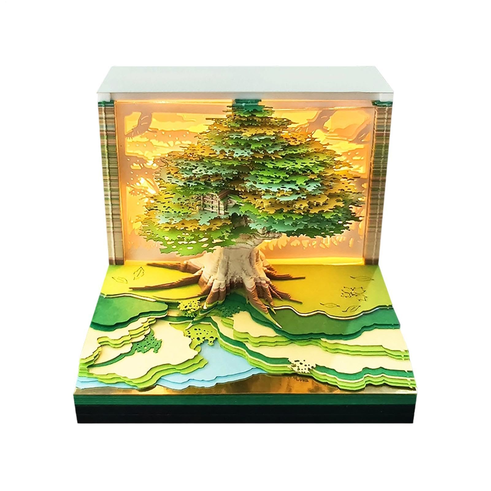 Calendario 3D 2027 Blocco Note A Forma Di Albero Illuminato | Blocco Note 3D Intagliato Su Per Uomo Donna Studenti Insegnanti Casa Ufficio Camera Da Comodino Compleanno