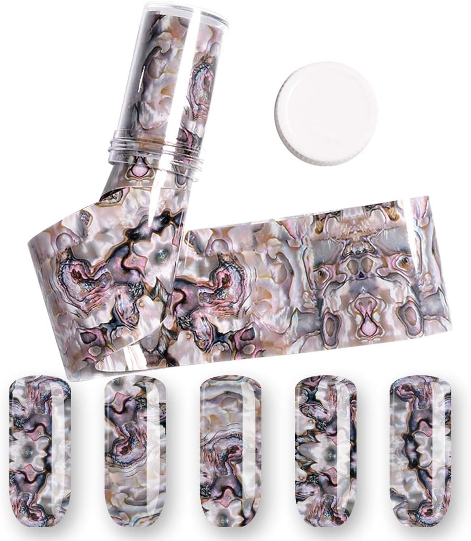 Nail Art Thermal Transfer Foil 4 * 120CM 3D 1 Roll Ocean Style Shell Abalone Pattern Nail Foils Gradient Marble Design Foils