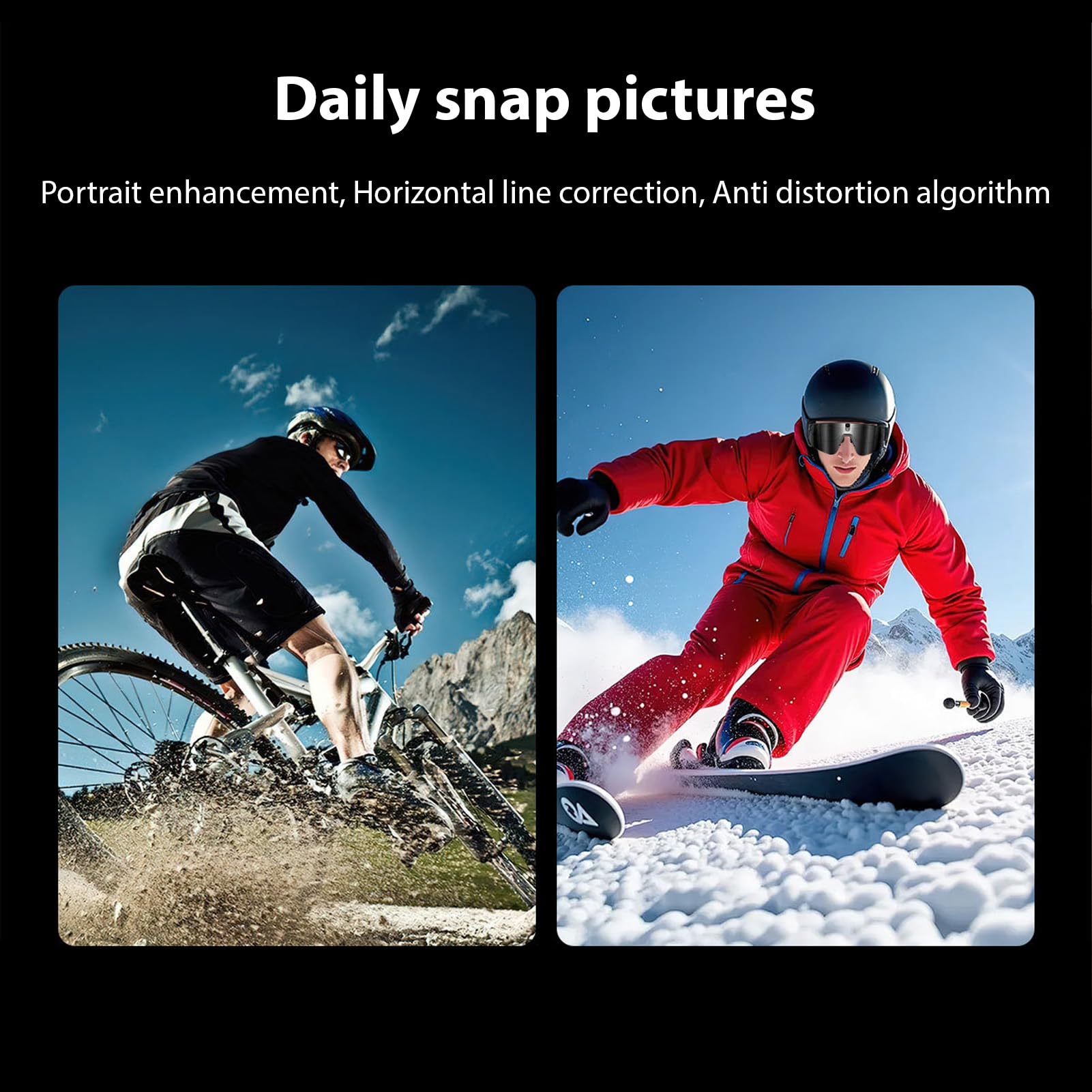 Occhiali Intelligenti da Ciclismo, Occhiali Sportivi con Fotocamera HD da 8 MP, Stabilizzazione EIS, BT 5.3, for Ciclismo e attività All'aperto (Bianco Blu)