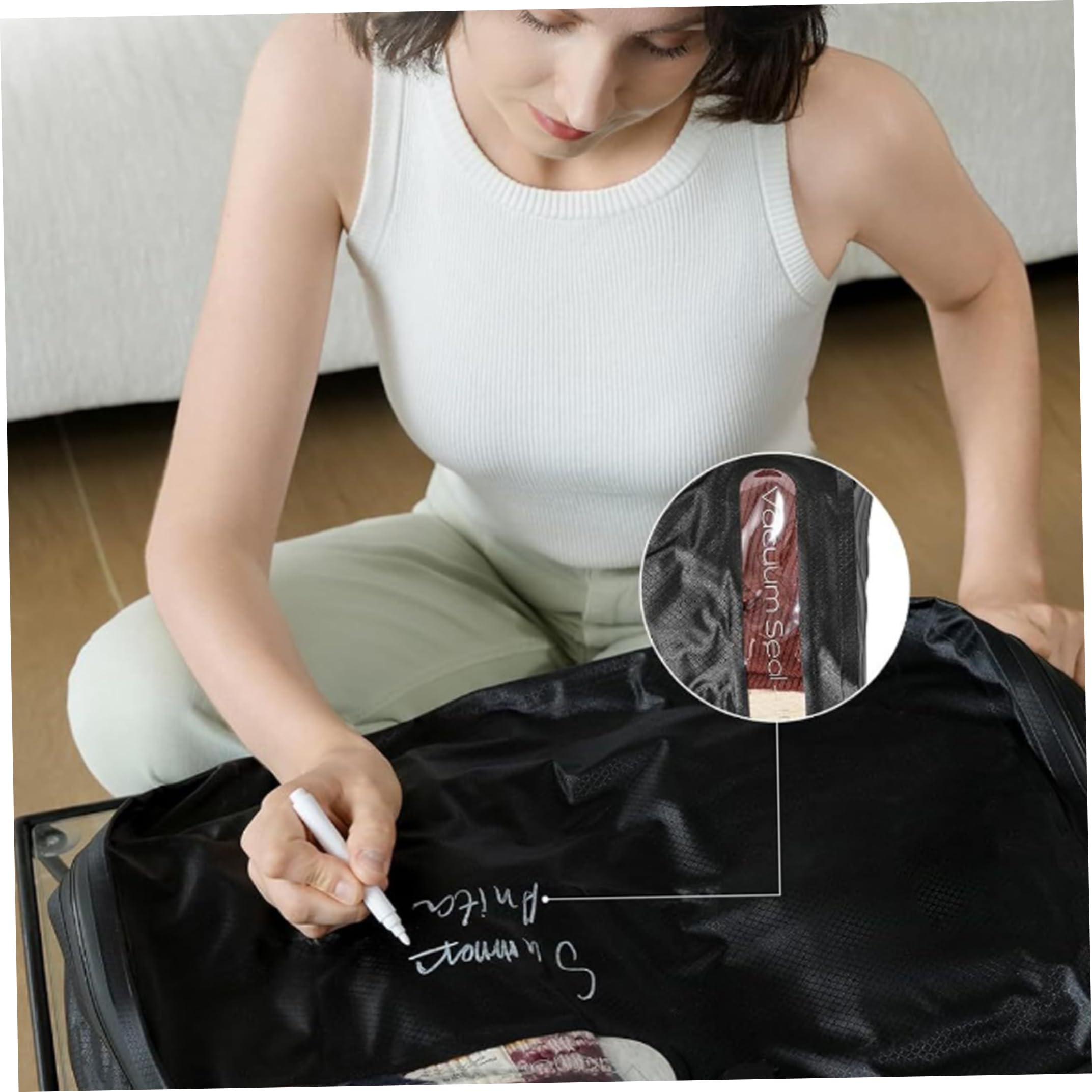 Bolsas de compresión de viaje, bolsas de vacío impermeables para equipaje, color negro