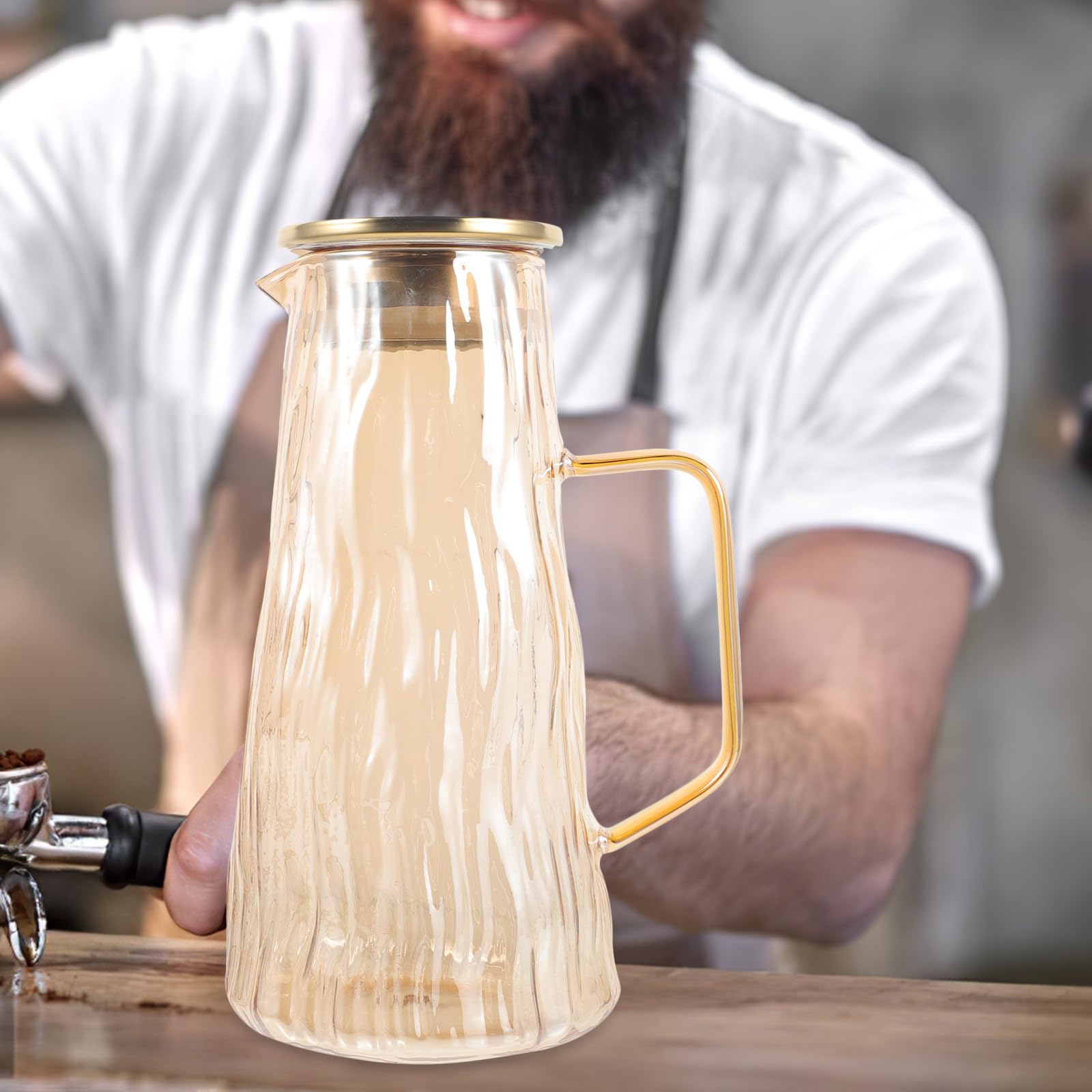 Jarra de Agua de Cristal 15 L Resistente al Calor y Frío Infusor para Té Helado y Zumos Dispensador Multifuncional para Nevera Jarra Tapa para Bebidas Infusionadas Casa