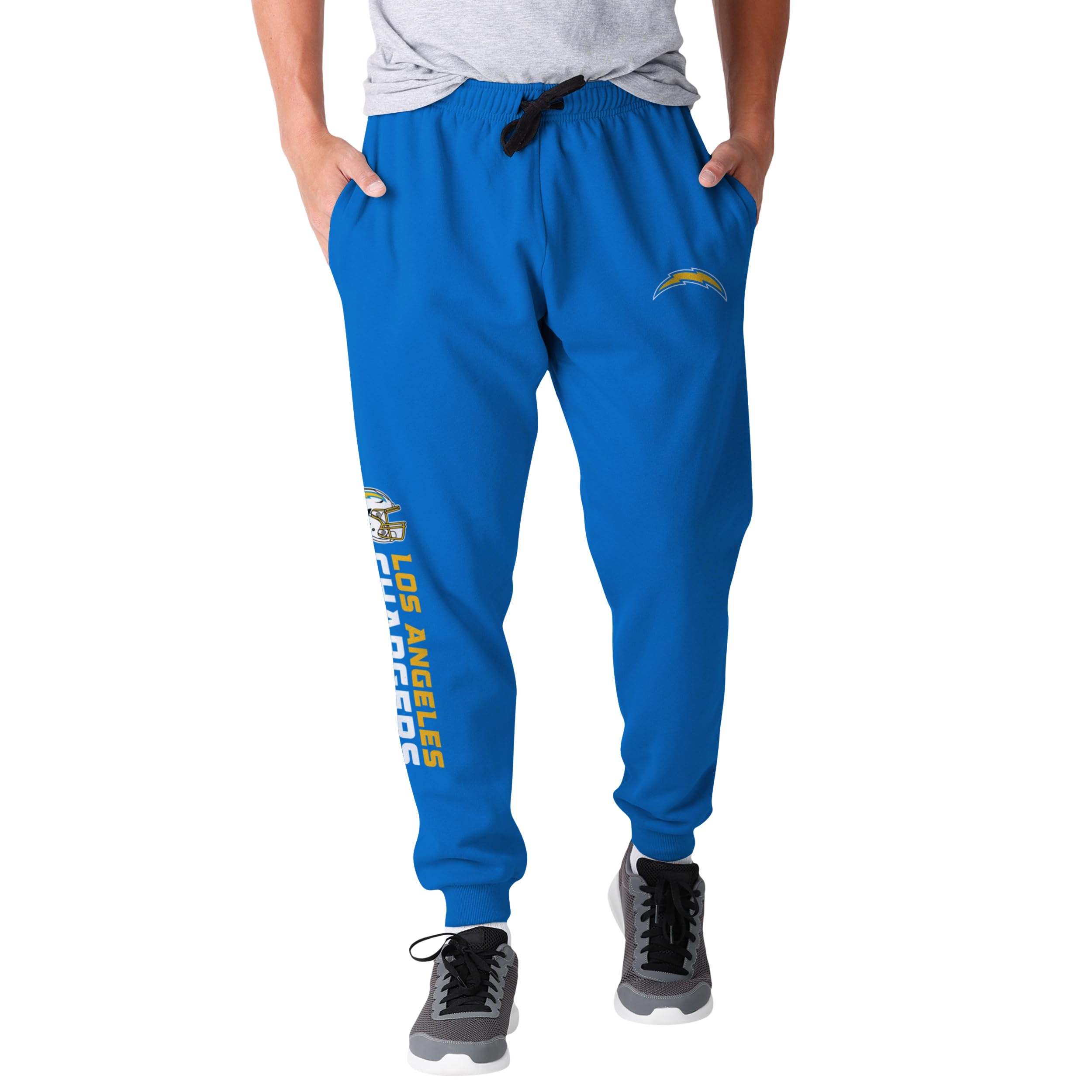 FOCO NFL Men's Officially Licensed Team Color Primary Logo Helmet Football Sweatpants Joggers Pants, Los Angeles Chargers, Small