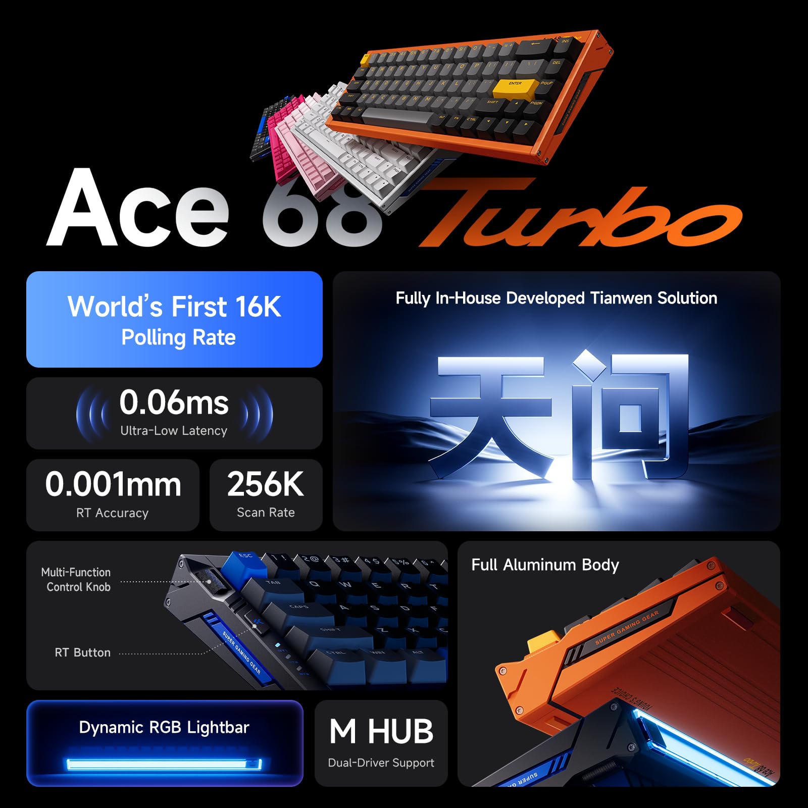 Amazon.com: MCHOSE Ace 68 Turbo Hall Effect Gaming Keyboard, 65