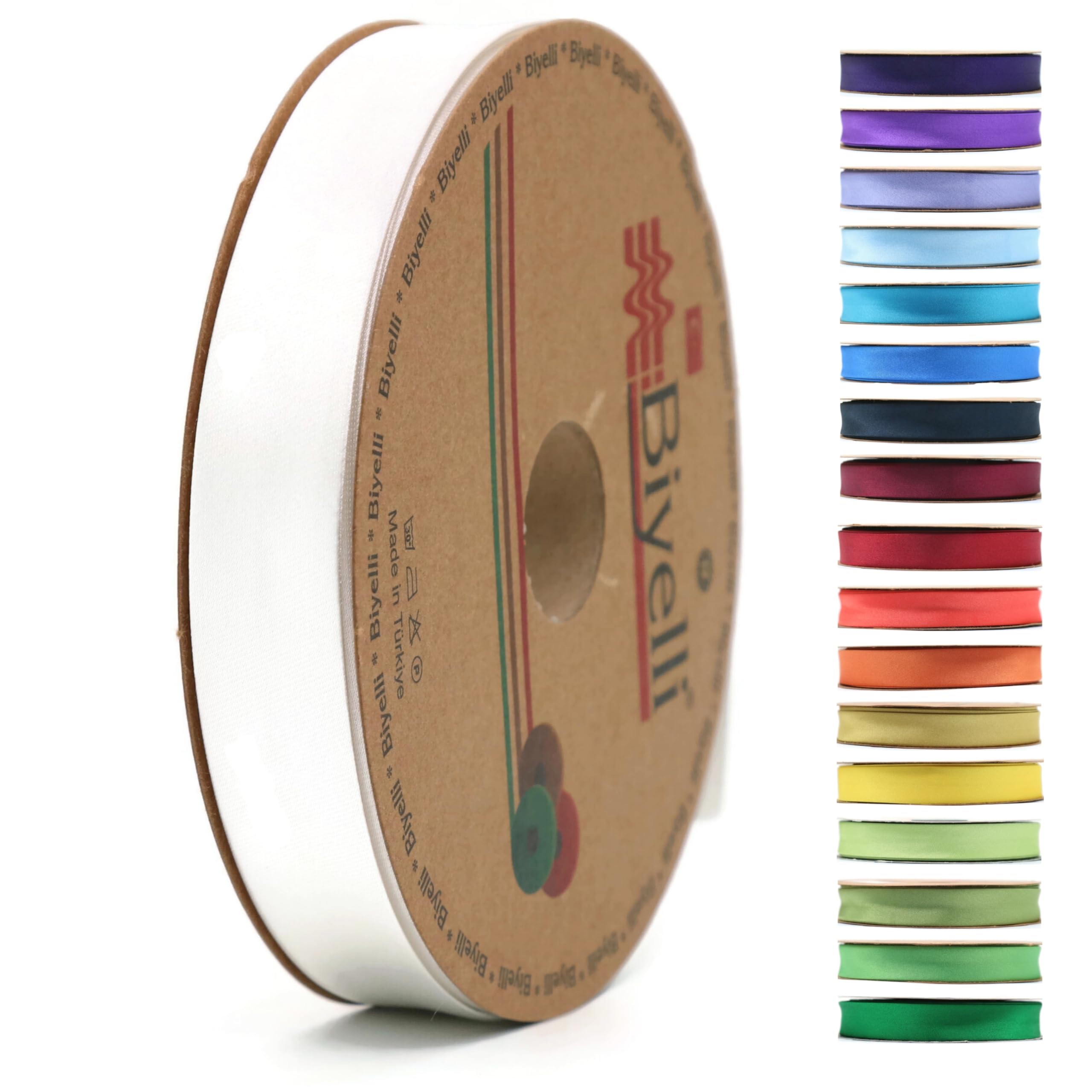 Fold Satin Bias Tape - 99+ Colors - 3/4 Inches Wide - 27 Yards - Fold Satin Binding Bias Ribbon Fabric Piping Bias Binding Tape for Sewing Clothing DIY (41. Broken White) BYS41