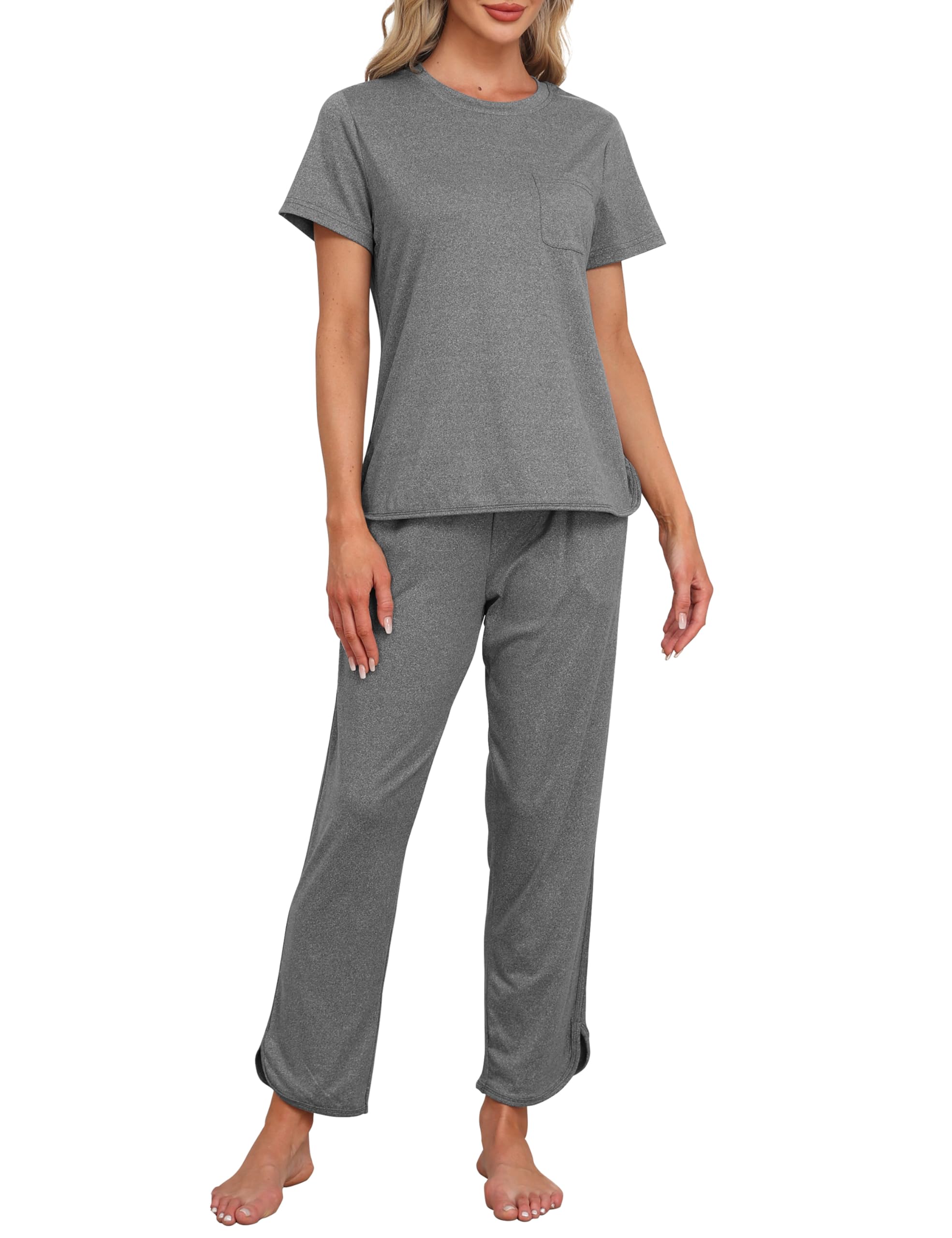 MoFiz Schlafanzug Kurz Damen Hausanzug Pyjama Set Modal Zweiteiler Nachtwäsche fur Sommer