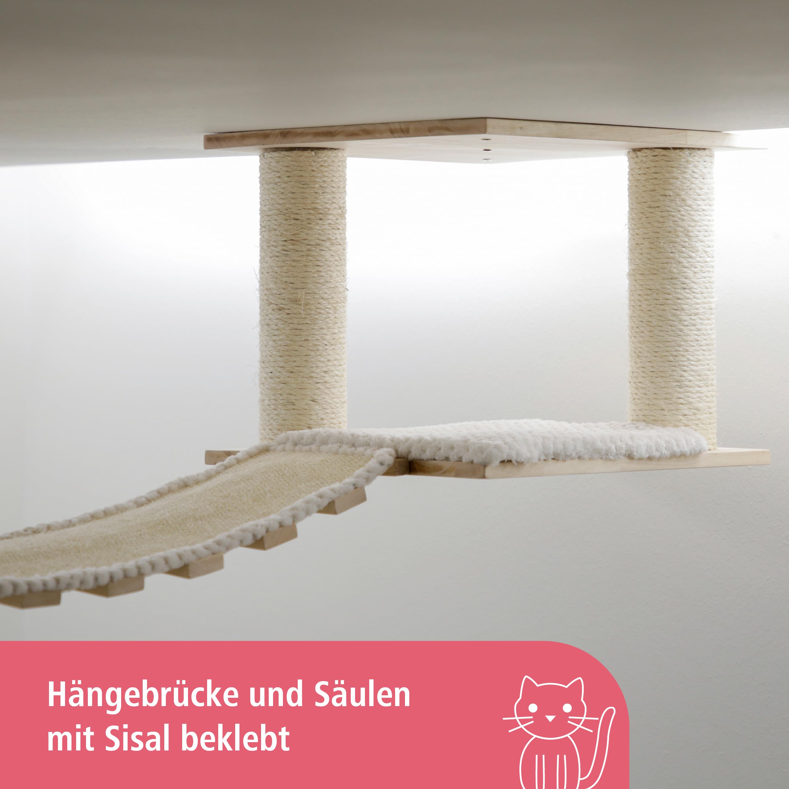 Kerbl Katzenspielplatz Top, Trittbretter Höhle Kissen Hängebrücke Liegefläche, 15x22 cm EU