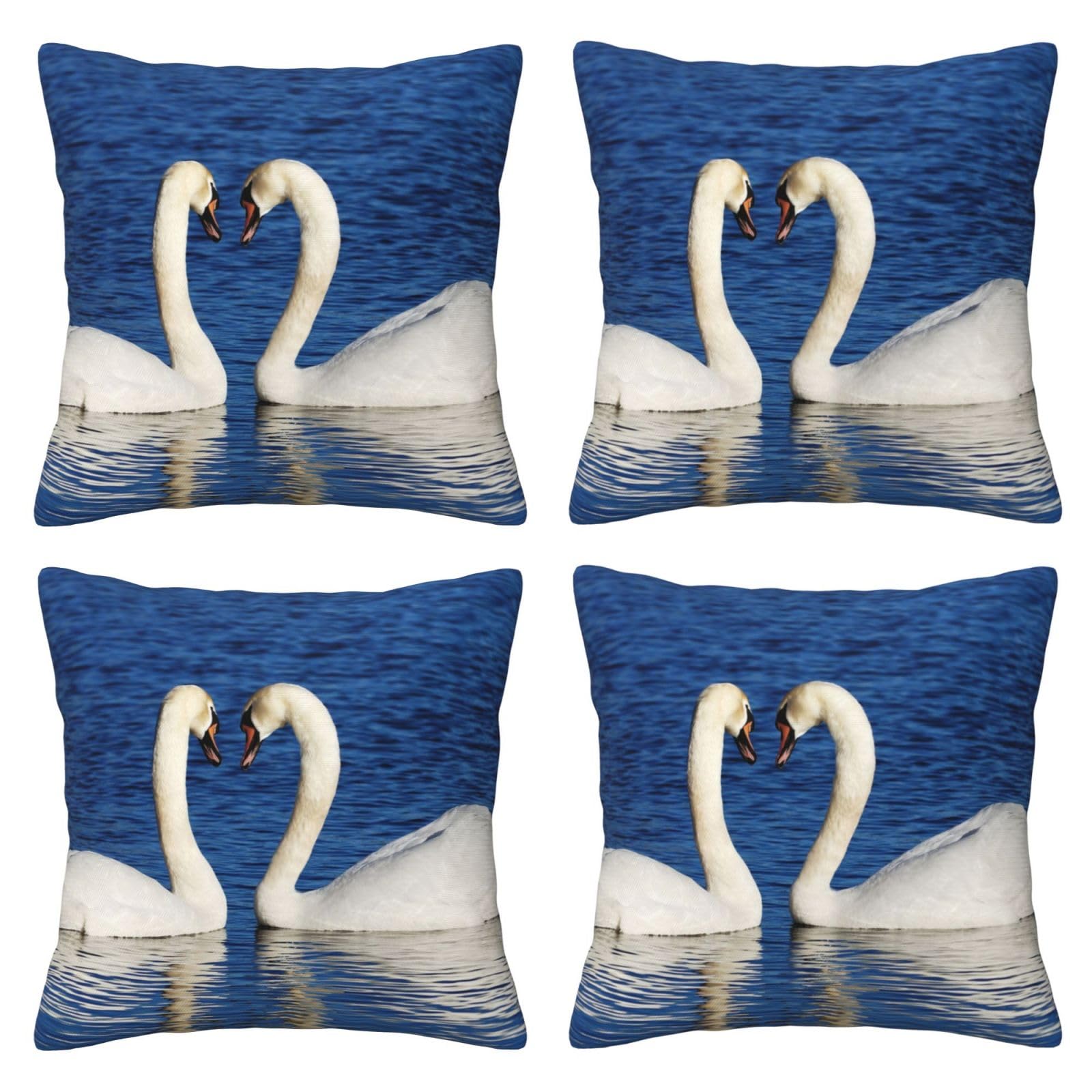 Housse de coussin cygne blanc douce et carrée de 45,7 cm
