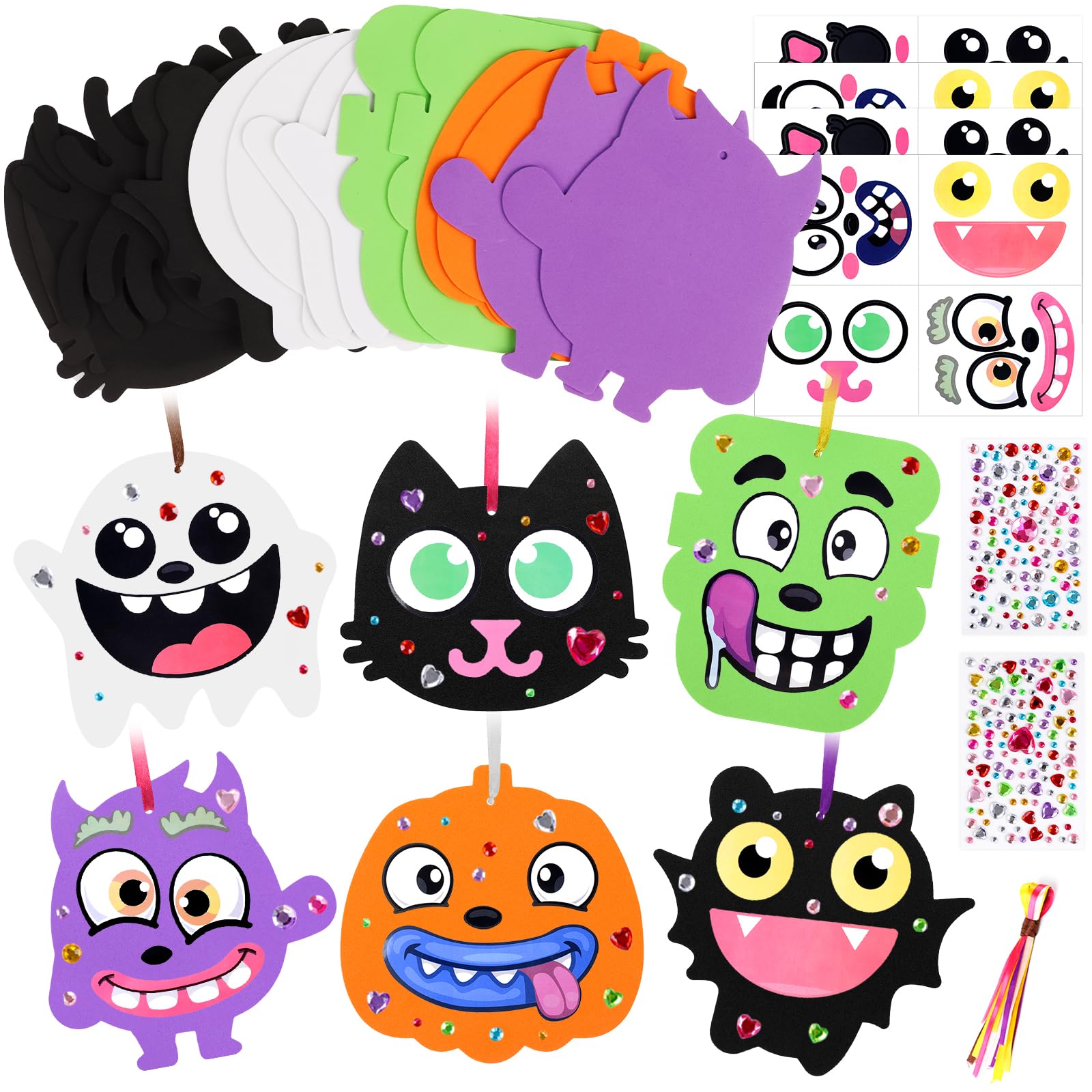DERAYEE 16 Pcs Halloween Foam Craft Kits, EVA Foam Decorative Stickers for Halloween Kids Party and DIY Crafts