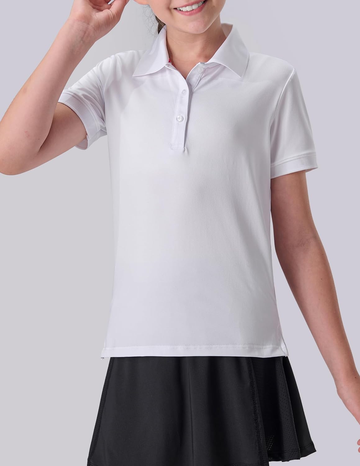 3 Pack Youth Girls' Performance Polo Shirts, Short Sleeve Pique Collared Kids School Uniform Tops - Image 6