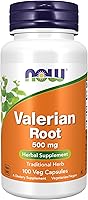 Vista 1 de NOW Supplements, Raíz de valeriana (Valeriana officinalis) 500 mg, suplemento herbal, 100 cápsulas vegetales