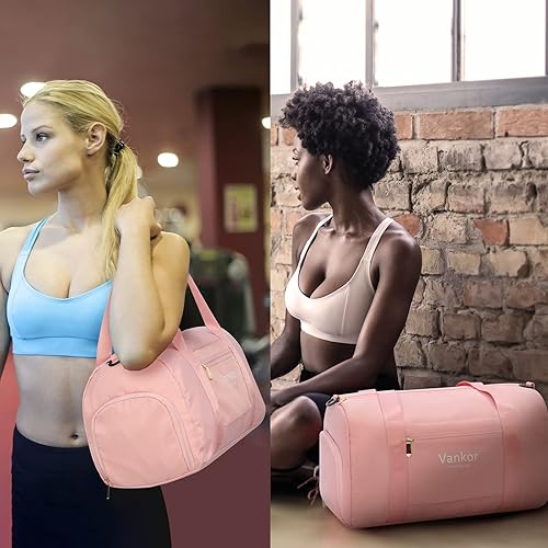 Miniatura 5 de Bolsa de gimnasio para mujer con compartimento para zapatos, impermeable, bolsa de lona deportiva para viajes, fin de semana, para llevar en la