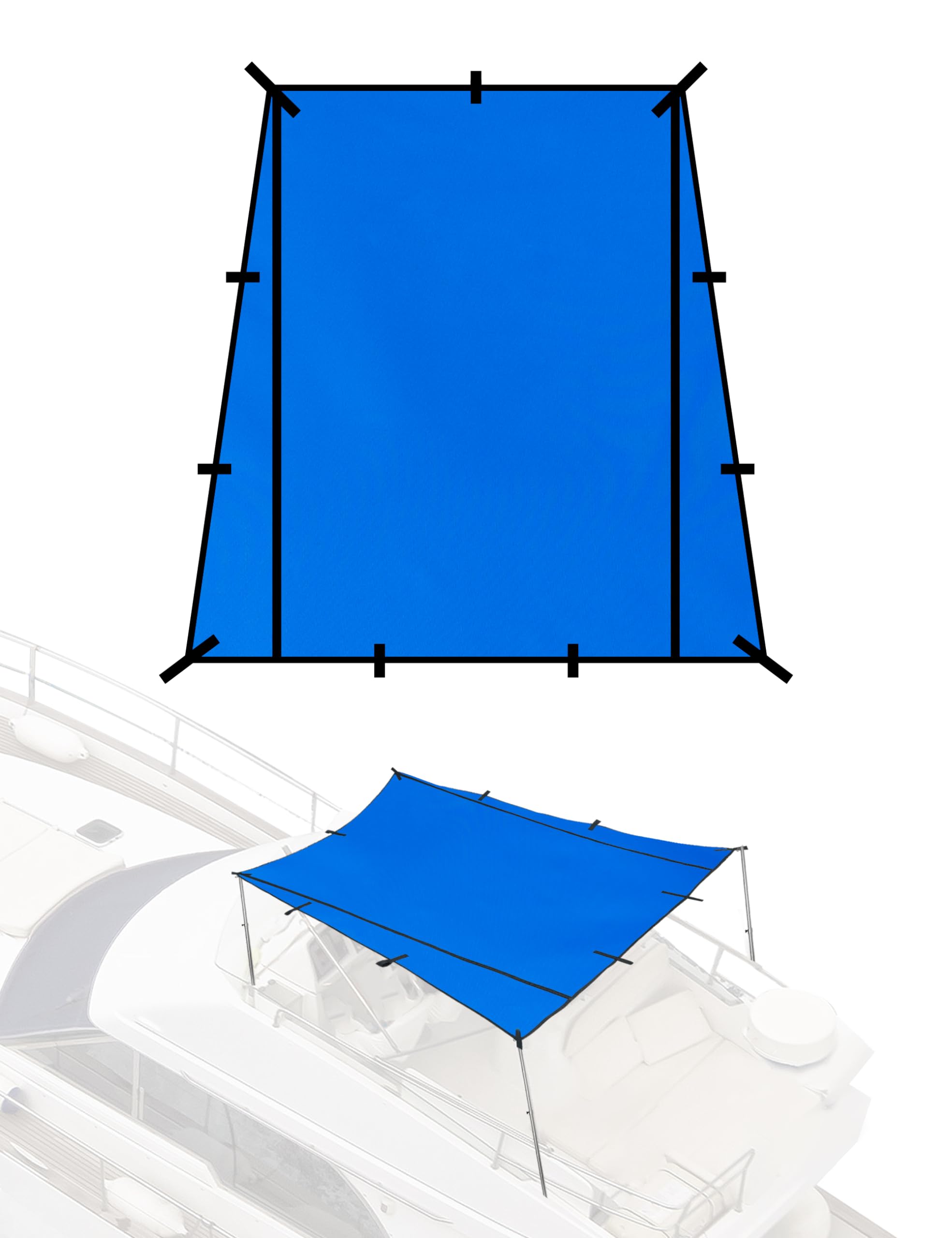 BLUEWING Sunshade for Fishing Boats Shade Canopy Waterproof Durable 1200D Polyester Sun Shade Foldable Umbrella for Protection, 6