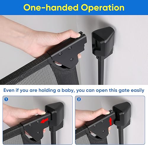 Miniatura 6 de Puerta de bebé mejorada de 28 a 43 pulgadas, sin barra inferior, puerta de perro de montaje de hardware resistente con puerta de gato, puerta