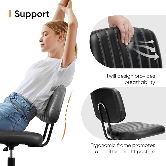 Silla de Oficina Ajustable en Altura sin Brazos con Soporte miniatura 5