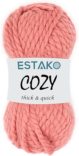 Miniatura 7 de Estako Cozy Thick & Quick Yarn (paquete de 4 madejas) 20% lana, 80% acrílico, suave, súper voluminoso, hilo para tejer y ganchillo #6 (4 x 3.52