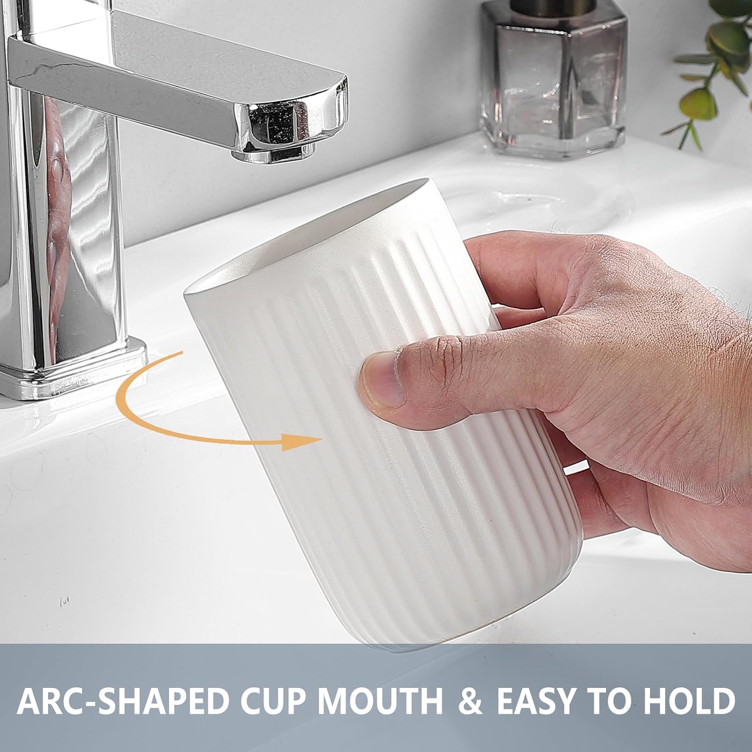 White Toothbrush Holders for Bathrooms - 2 Cups Ceramic Toothbrush Toothpaste Holders Set, White Bathroom Tumbler Cups Reusable Toothbrush Mouthwash Cup, Bathroom Counter Organizer.