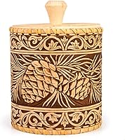 Vista 1 de Contenedor de cocina de madera de abedul con conos de pino y corteza de 6.0 in