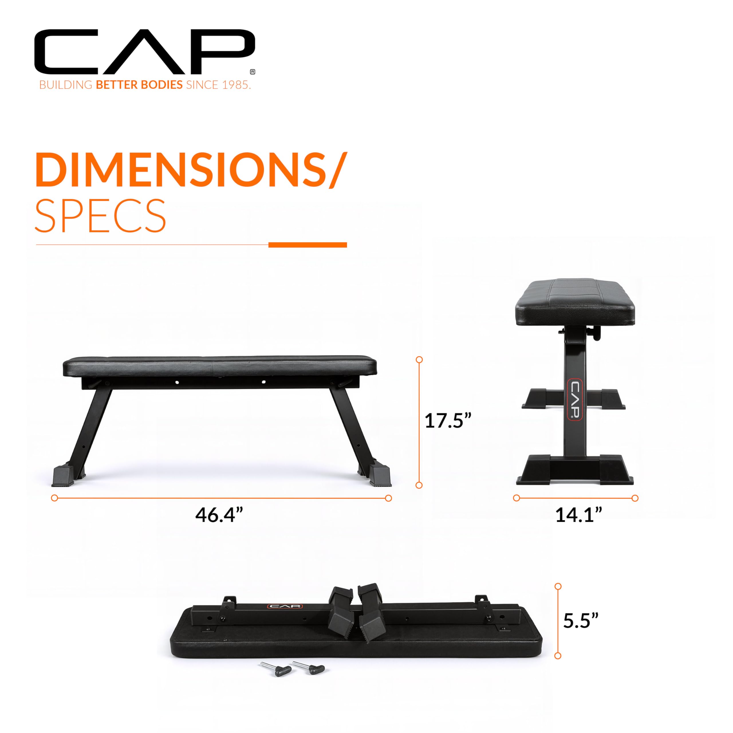 Foldable Flat Weight Bench | Folding Workout Bench with Steel Frame, Thick Box-Stitched Padding & 600 LB Capacity | Compact Home Gym Strength Training Bench