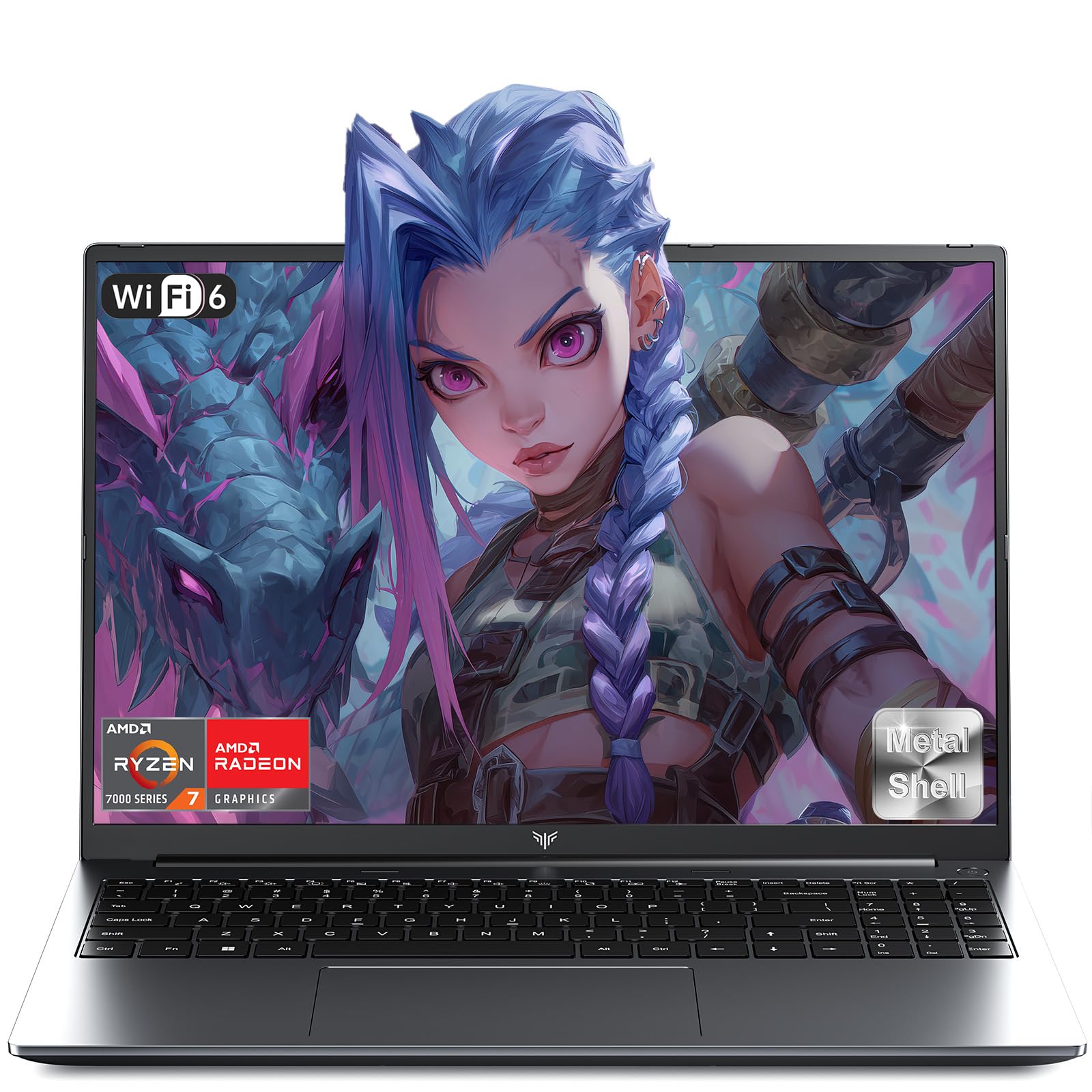 ACEMAGIC 16" Ordenador Portátil Ryzen 7 H255 hasta 4,9GHz, 24GB DDR5 RAM, 512GB M.2 NVMe SSD, Laptop Teclado Retroiluminación, WiFi 6, 180° Plegado, Tipo-C, Portatil Gaming Trabajo Estudios Doméstico