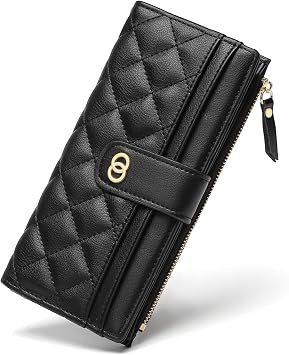 RNIEGA Womens Wallet Slim Rfid Blocking Bifold Leather Credit Card Wallets for Women Clutch with Zipper Coin Pocket
