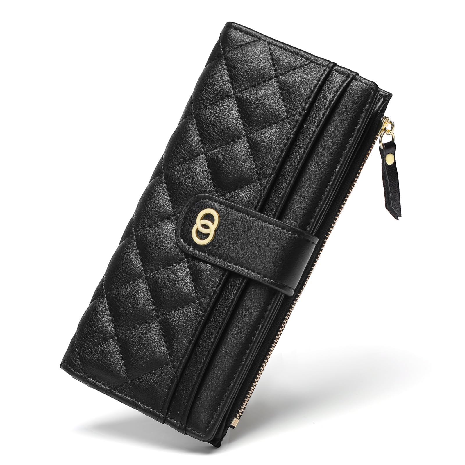 RNIEGA Womens Wallet Slim Rfid Blocking Bifold Leather Credit Card Wallets for Women Clutch with Zipper Coin Pocket