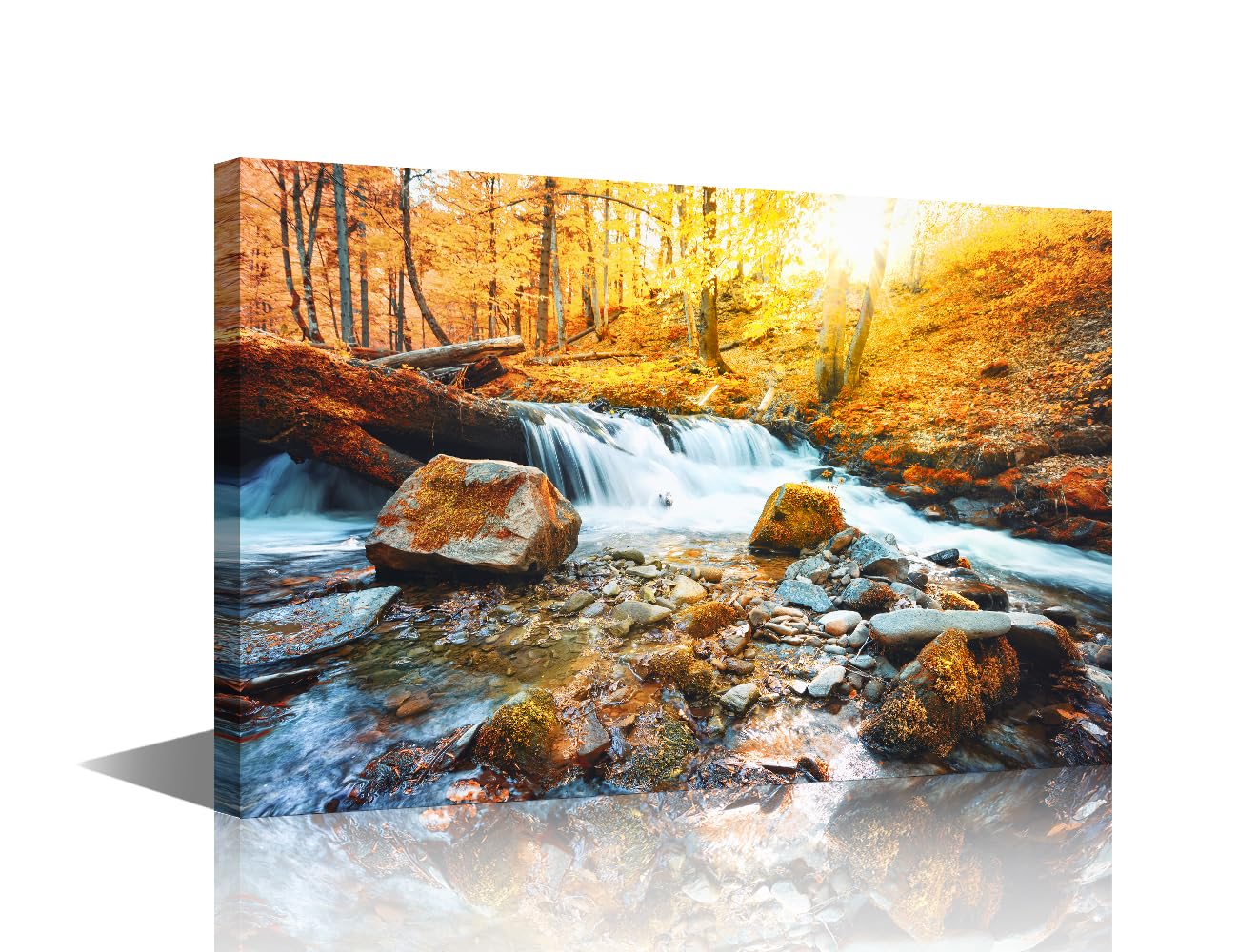1 Panel Waterfall on the River in Forest Wall Art Picture Prints for Bedroom Living Room Home DecorLandscape Pattern Framed Ready to Hang 40x 60cm