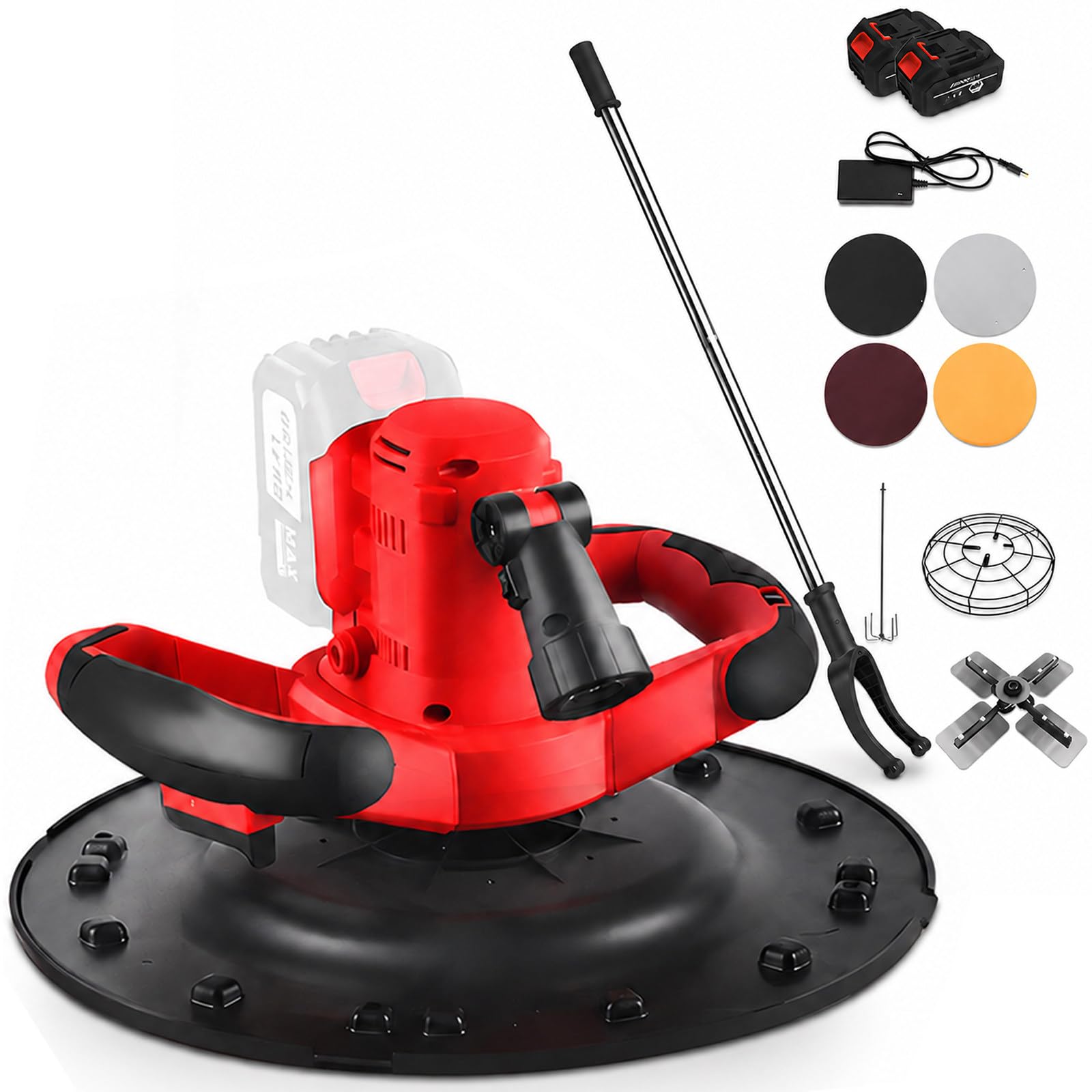 vnmudzeo Cordless Cement Mortar Polisher,38 cm Trowel,Handheld Electric Concrete Walk Behind Trowel,for Wall Plaster Smoothing,Ceiling Finishing 22500mAh