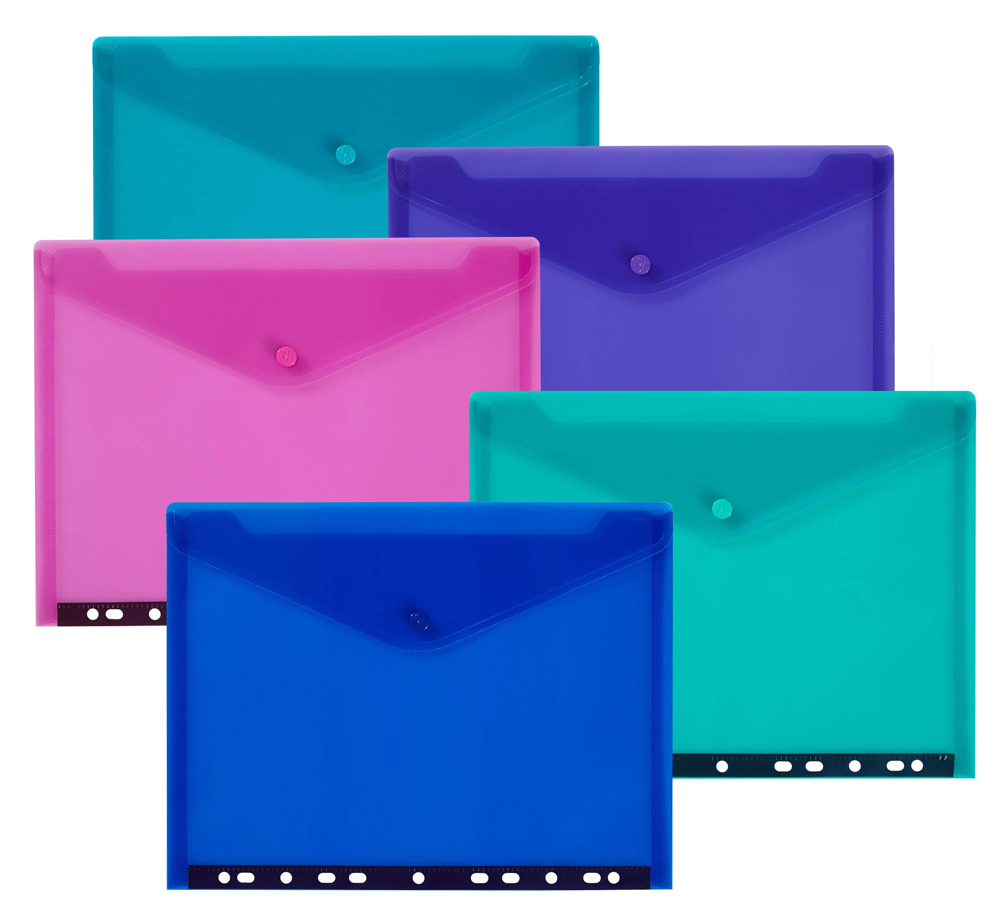 Snopake A4 Electra Polyfile RingBinder Popper Wallet – Electra Assorted [Pack of 5] Ref: 15785
