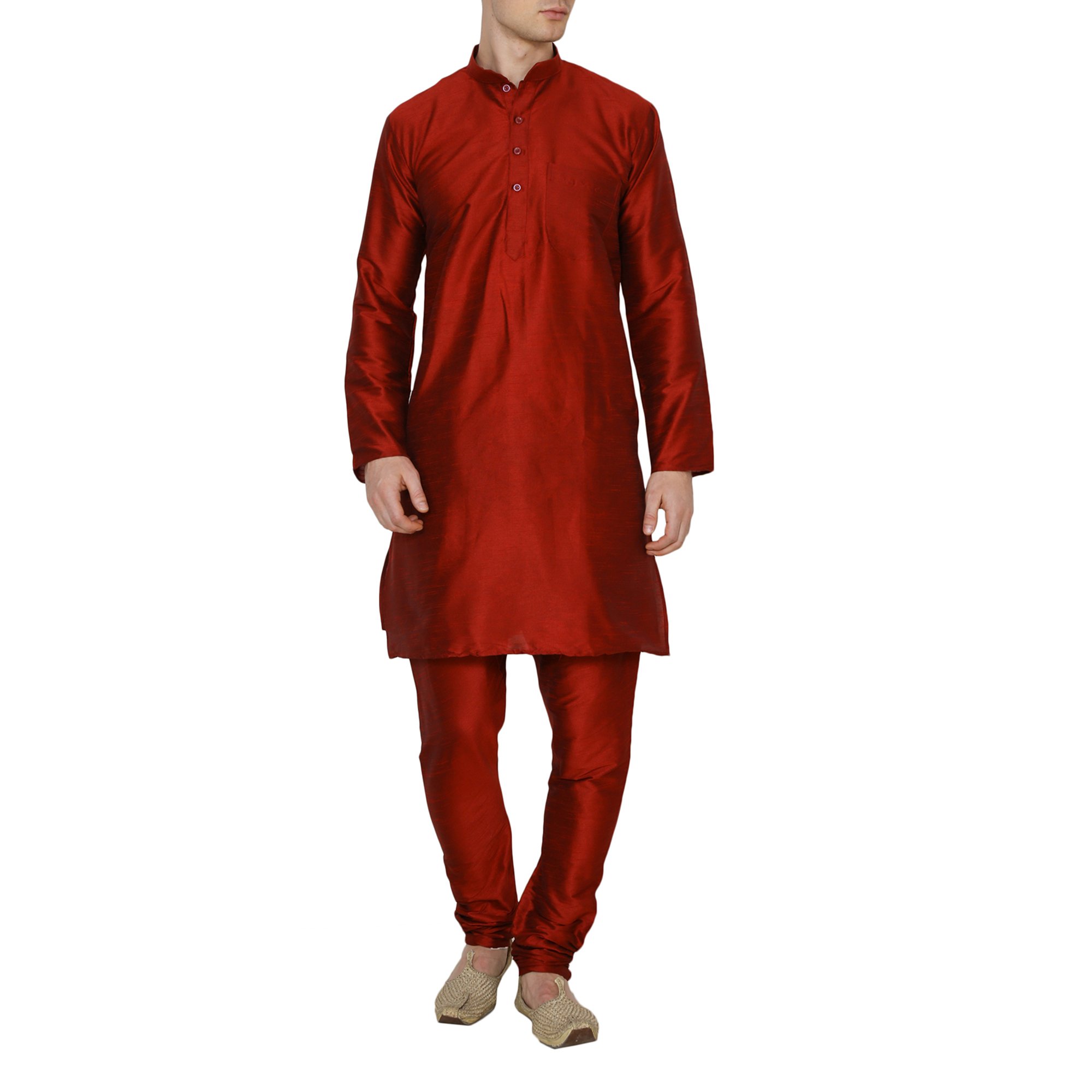 royal kurta Men's PolySilk Colourful Kurta Churidar Set's-picture-46