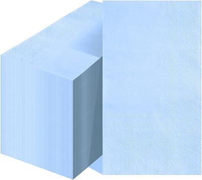 100 Pcs 2-Ply Light Blue Napkins Paper Napkins Disposable Guest Hand Towels for Bathroom Dinner Wedding Baby Shower Party Guest Bathroom Napkins