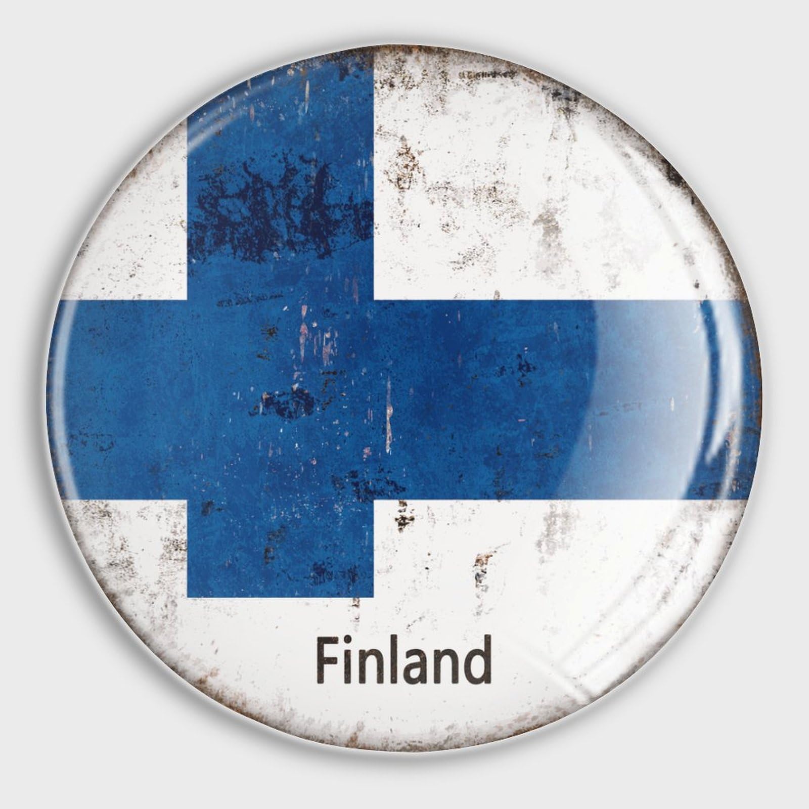 Aimants ronds puissants en verre drapeau Finlande pour cuisine et tableau blanc