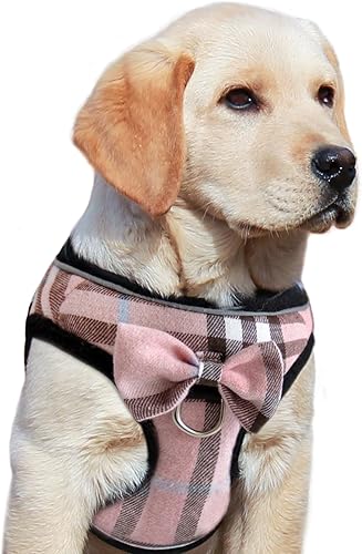 Arnés de malla suave para perro, ajustable sin tirones, reflectante, cómodo chaleco para mascotas para perros (rosa, pequeño)