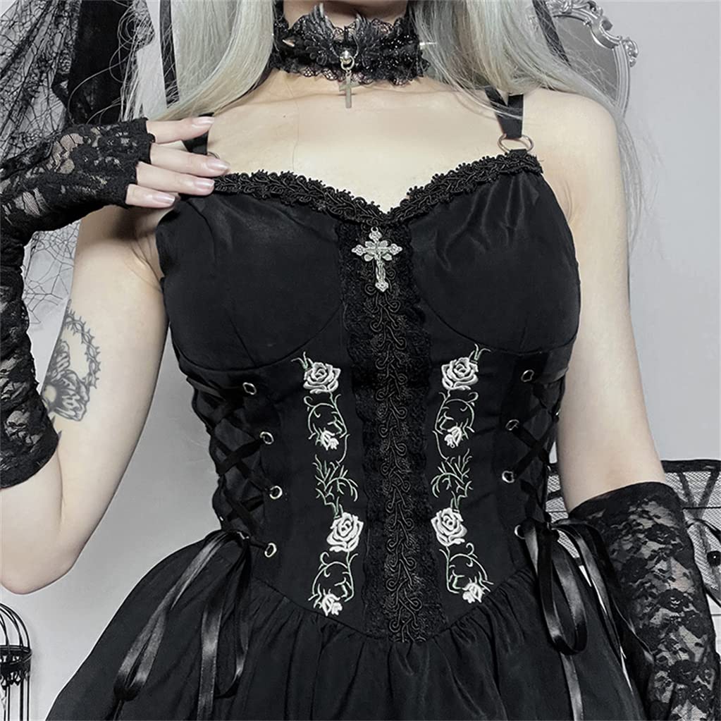Goth Dress for Teen Girls Juniors Or Women for Cocktail Evening Party: Medium Black 9