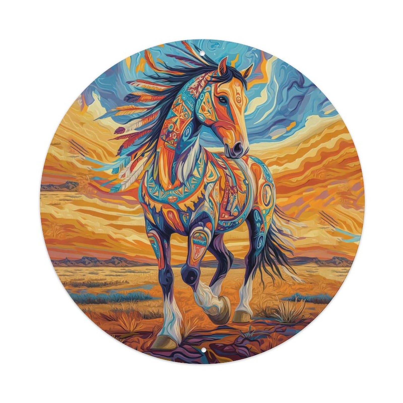 Animal Horses on The Grassland Vintage Metal Tin Sign Plaque Wall Decor for Cafe, Club Bar, Office, Garden Metal Poster 8x8Inch