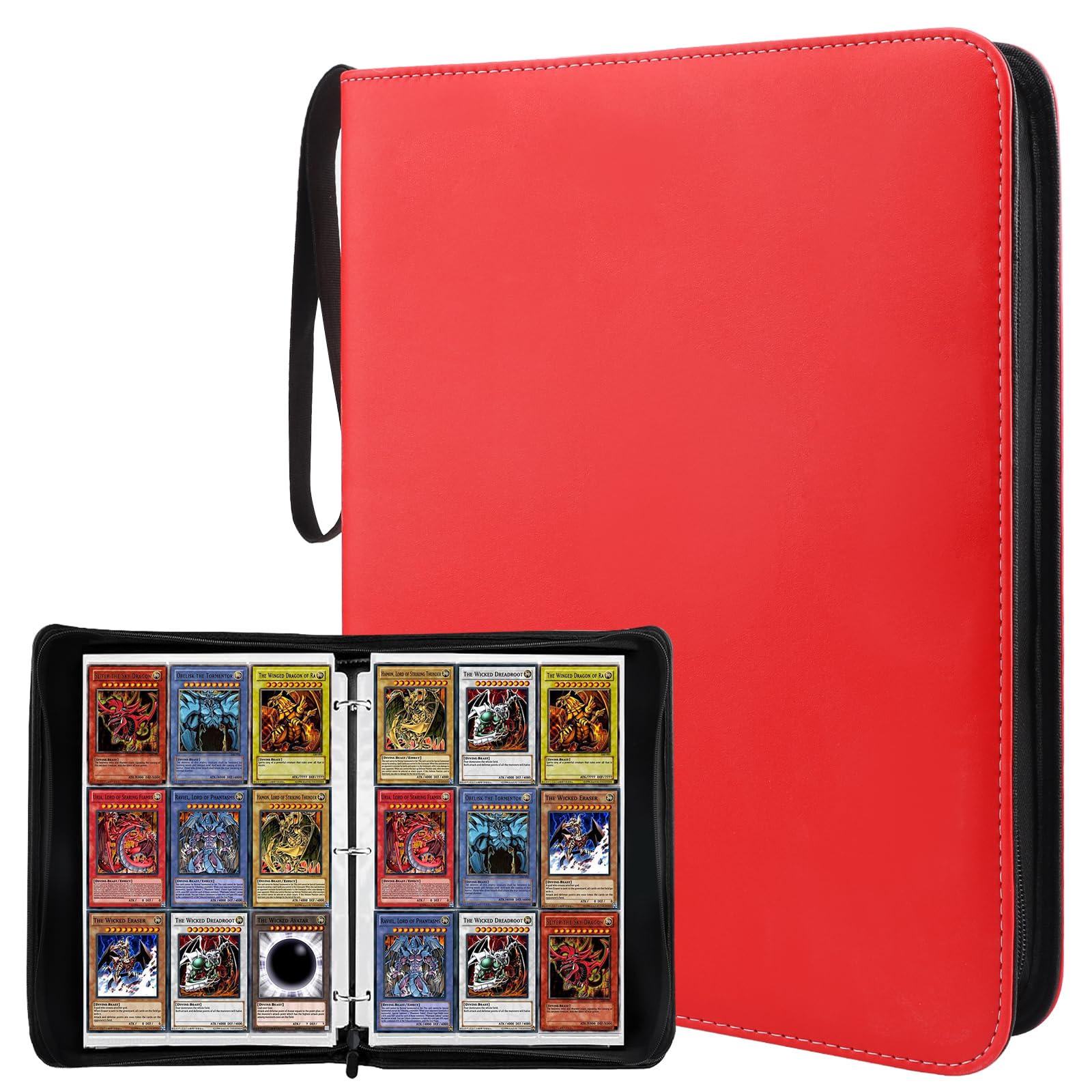 Raccoglitore Carte Pokémon (Rosso) - Album Pokemon - Progettato con 9 Celle su 50 Pagine - Può Contenere Fino a 900 - Adatto per Carte MTG, Gioco, Sportive, ecc