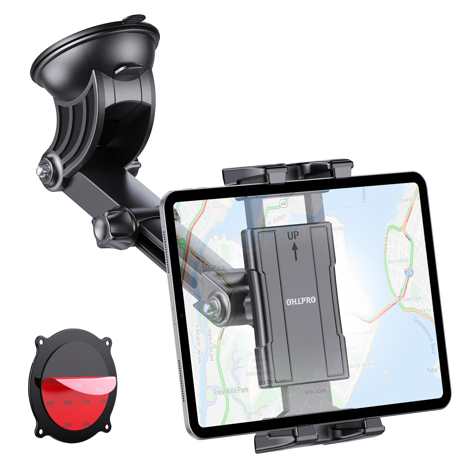 OHLPRO Tablet Holder Car Dashboard Windshield, 360° Adjustable Suction Cup Mount for iPad 5"-13" iPad Pro Air Mini Galaxy Tab S9 Fire HD 10 Switch Kindle