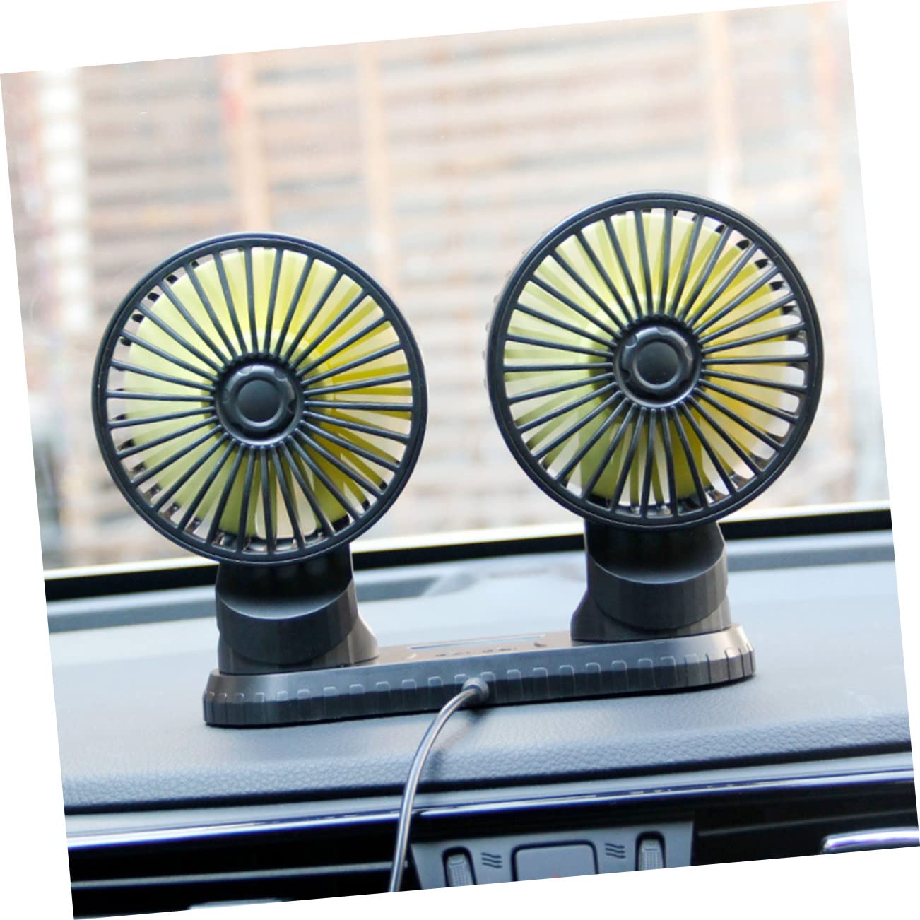 KOMBIUDA Ventilateur USB Double Tête pour Voiture Portable Ventilateur de Refroidissement à avec Angle pour Bureau Maison et Voyage