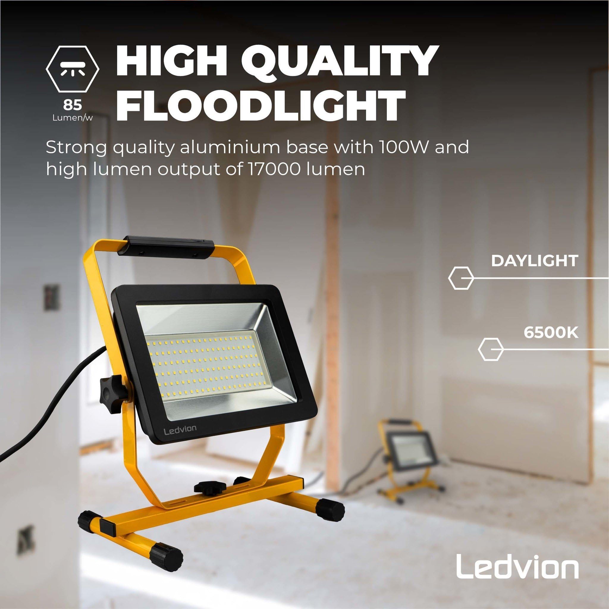 Ledvion Projecteur de chantier LED 100W etanche IP65
