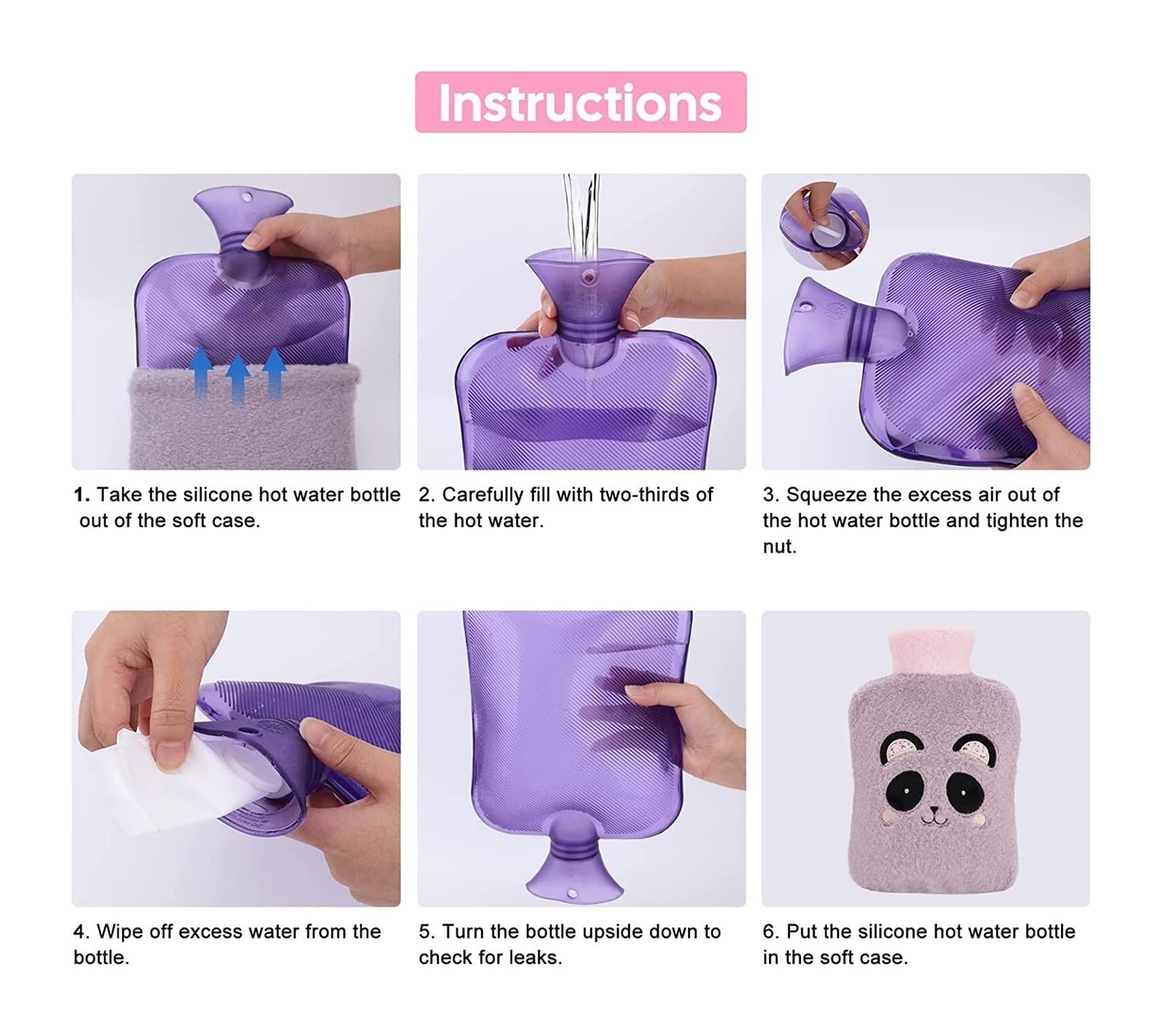 Bewässerungswärmflasche 2L Rubber Hot Water Bag for Cold Hand Feet Warmer Neck and Shoulder Pain Relief Portable Hot Water Bottles for Christmas Woman Wärmflasche mit Wassereinspritzung ( Color : 02 )