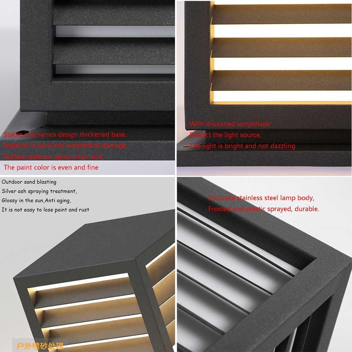 Anti-Rust Outdoor Column Headlight, Modern Lamp Post Lantern for Patio Square Fashion Patio Pillar Light in Black Finish Waterproof E26 Bulb Industrial Deck Post Cap Lamp