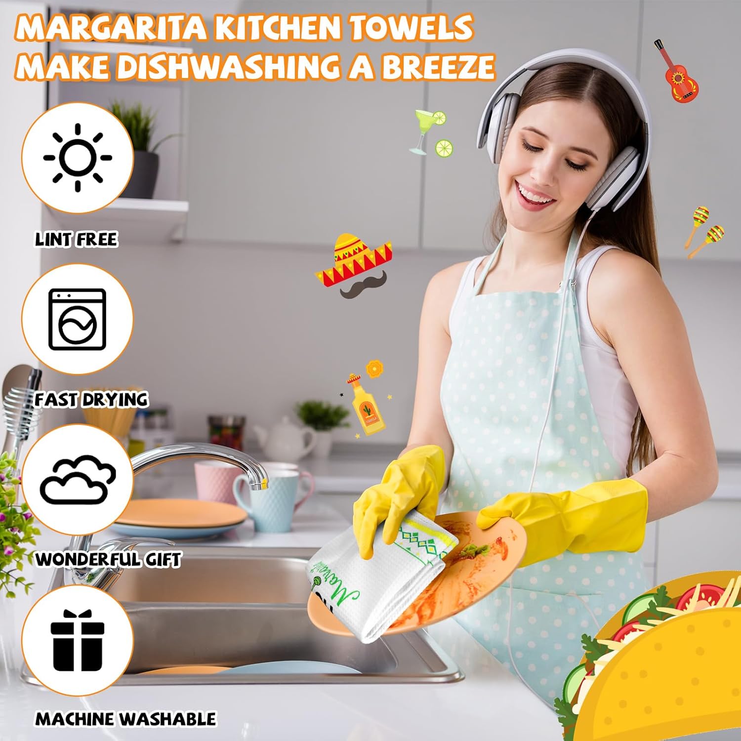 Remagr 6 Pcs Margarita Funny Kitchen Towels I Need a Huge Margarita Kitchen Towels Dish Towel for Christmas Taco Lovers Gifts Sweet Housewarming Gift